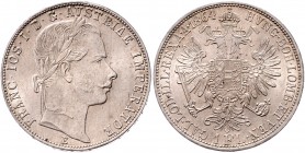 Franz Joseph I. 1848 - 1916
 Gulden 1864 E Karlsburg. 12,35g. Fr. 1474 vz/stgl