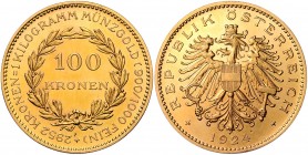 1. Republik 1918 - 1933 - 1938
 100 Kronen 1924 Wien. 33,95g. Her. 2 stgl