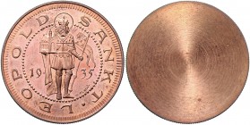 1. Republik 1918 - 1933 - 1938
 100 Schilling 1935 Probe in Bronze zum 100 Schilling von Prinz, einseitig und Riffelrand , Dm 33,5 mm. Wien. Her.---,...