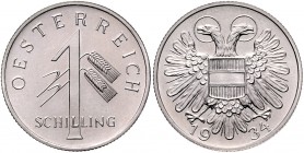1. Republik 1918 - 1933 - 1938
 1 Schilling 1934 Wien. 7,13g. Her. 48 PP