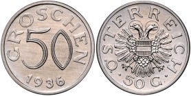 1. Republik 1918 - 1933 - 1938
 50 Groschen 1936 Wien. 5,46g. Her. 52 PP