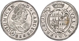 Olmütz - Bistum Carl III. von Lothringen 1695 - 1711
 Kreuzer 1704 Kremsier. 1,00g. S./V.-- stgl