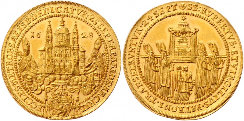 Salzburg - Erzbistum Paris Graf Lodron 1619 - 1653
 4 Dukaten 1628 auf die Domw...
