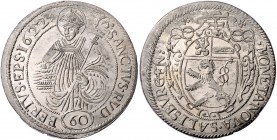Salzburg - Erzbistum Paris Graf Lodron 1619 - 1653
 1/2 Kippertaler zu 60 Kreuzer 1622 Salzburg. 15,73g. HZ 1725 stgl