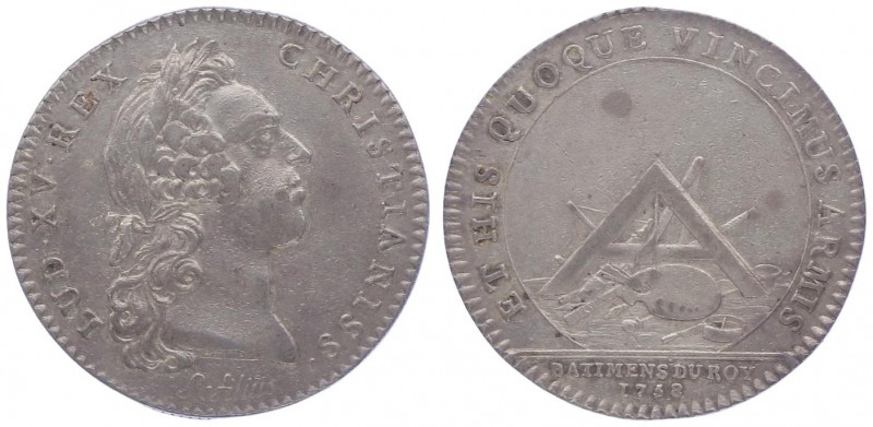 Frankreich Ludwig XV. 1715 - 1774
 Ag - Jeton 1758 Paris. 8,40g. Gadoury - ss/v...