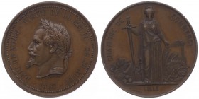 Frankreich Napoleon III. 1852 - 1870
 Br - Medaille 1867 Chambre de Commerce de Lille, von A. Borrel & Chaplain, Dm 37,5 mm. Paris. 20,28g vz