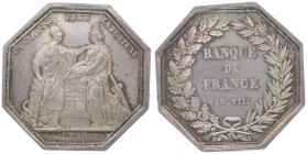 Frankreich Konsulat unter Napoleon Bonaparte 1799 - 1804
 Ag - Jeton o. J. (AN VIII) Banken von Frankreich, octogonal, von Dumarest, Dm 37 mm. Paris....
