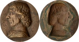 Italien Königreich
 Renaissance Bronzegussplakette des 19 Jh. Johannes di ?. 187,80g. 90mm ss/vz