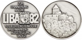 Liechtenstein
 Bronzemedaille 1982 versilbert, auf die 10. Briefmarkenausstellung in Vaduz, Dm 45 mm. 43,08g stgl