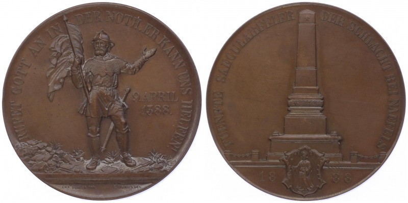 Schweiz
 Br - Medaille 1888 auf die V. Säkularfeier der Schlacht bei Naefels, v...