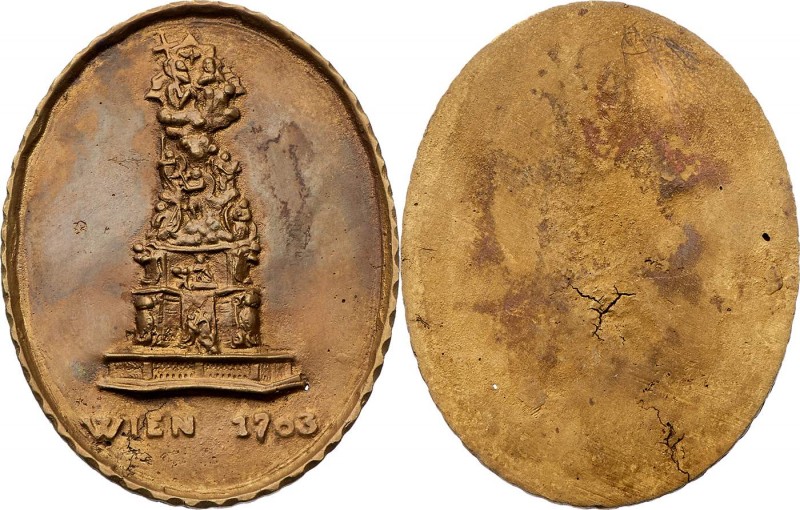 Leopold I. 1657 - 1705
 Bronzegussmedaille 1703 a.d. Pestsäule am Wiener Graben...