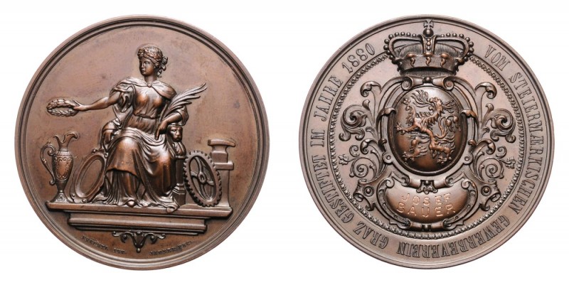 Franz Joseph I. 1848 - 1916
 Bronzemedaille 1880 zum Gedenken an den Gewerbe-Ve...