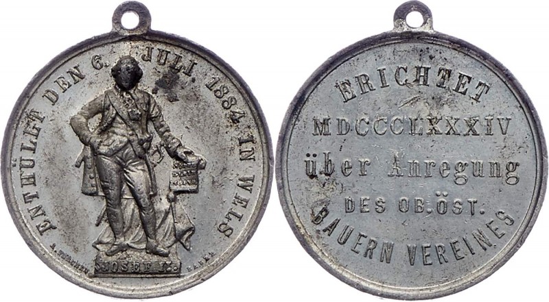Franz Joseph I. 1848 - 1916
 Zinnmedaille 1884 mit Öse, zur Erinnerung an das D...