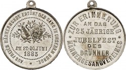Franz Joseph I. 1848 - 1916
 Zinnmedaille 1885 zur Erinnerung a.d. 25 jährige Jubiläum des Männergesangsvereins, mit Öse. 7g. 32mm vz
