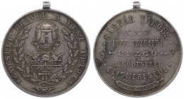 Franz Joseph I. 1848 - 1916
 Ag - Medaille 1899 Dienstabzeichen des Feuerwehrverbandes 2. Stufe für 25 Jahre in Sárvár - Ungarn, von J. Christelbauer...