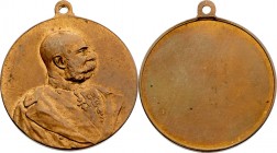 Franz Joseph I. 1848 - 1916
 Bronzemedaille 1848-1916 einseitige Probeprägung an Öse. 11,20g. 29,5mm vz/stgl