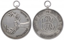 Franz Joseph I. 1848 - 1916
 Ag - Medaille o. J. auf denn Athletik Club in Budapest, mit Original Öse, Dm 34 mm. Budapest. 16,98g vz/stgl