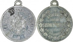 Franz Joseph I. 1848 - 1916
 Zinnmedaille o. J. des Militärveteranenvereins Weisbach, fleckig, an Öse. 15,20g. 28mm vz
