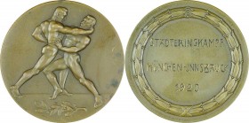 Bronzemedaille 1920 a.d. Städteringkampf München - Innsbruck, im Revers graviert. 30g. 45mm vz