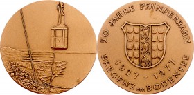 Bronzemedaille 1977 Vorarlberg, 50 Jahre Pfänderbahn, Bregenz am Bodensee. 41,22g. 50 Jahre Pfänderbahn, Bregenz a. Bodensee 1927-77. 50mm stgl