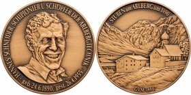 Bronzmedaille 1990 Hannes Schneider 1890-1955, Schöpfer der Arlbergtechnik. 50,40g. 50mm stgl