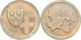 Bronzemedaille 1864/1964 vom Verein für Landeskunde von NÖ u. Wien. 105,20g. 68mm vz/stgl