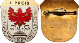 Orden-Anstecker 1948/49 a.d. Tiroler Skimeisterschaft in Kitzbühel. 30,30g. 55x48mm vz