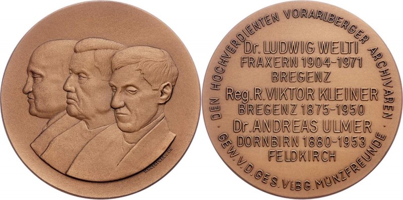 Bronzemedaille o.J. auf die Archivaren, Ludwig Welti, Viktor Kleiner, Andreas Ul...