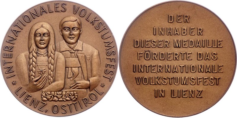 Bronzemedaille o.J. Förderer des Internationalen Volkstumsfestes in Lienz. 41,40...