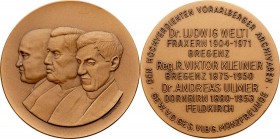 Bronzmedaille o.J. a. d. Archivaren, Ludwig Welti, Viktor Kleiner, Andreas Ulmer. 73,20g. 60mm stgl