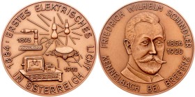 Bronzemedaille o.J. auf Friedrich W. Schindler 1856-1920, Erstes Elektrisches Licht in Österreich. 69,64g. 60mm stgl