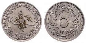 Ägypten Abdul Hamid II. AH 1293-1327/1876-1909 AD
 10 Qirsh AH 1293/20 3,66g. KM 291 stgl