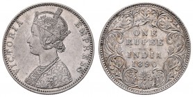 British Indien Victoria 1876 - 1901
 Rupee 1890 B B in der Blume oben. Bombay. 11,64g. KM Y92 vz
