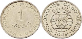Capo Verde Portugisische Kolonie
 1 Escudo 1949 Madrid. 7,96g. KM 7 stgl