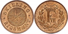 Dänemark Frederik VII. 1848 - 1863
 1/2 Skilling Rigsmont 1857 (o) Altna. 1,86g. KM 767 stgl