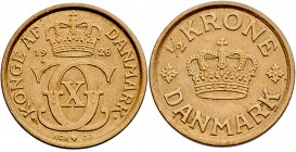 Dänemark Christian X. 1912 - 1947
 1/2 Krone 1926 GJ 3,04g. KM 831.1 stgl