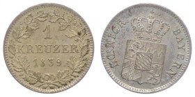 Deutschland vor 1871 Bayern
Ludwig I. 1825 - 1848 1 Kreuzer 1839 München. 0,76g. J. 58, AKS 88 stgl