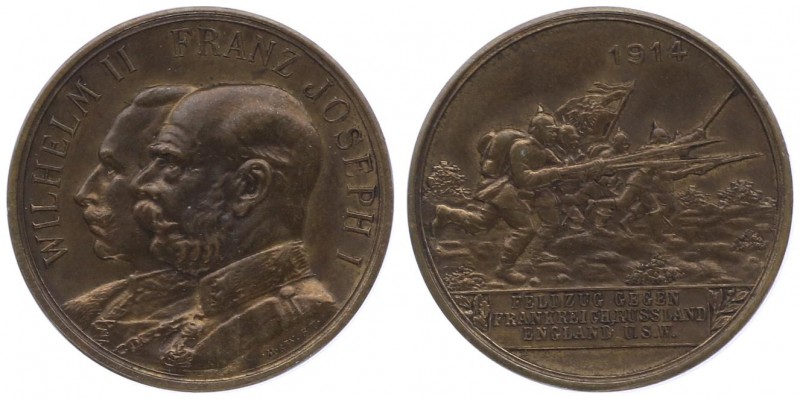 Deutschland vor 1871 Preussen
Wilhelm II. 1888 - 1918 Br-Medaille 1914 Büste na...