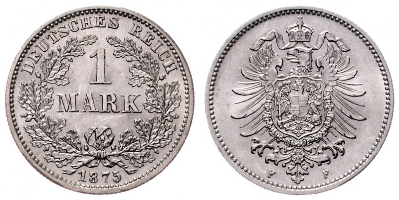 II. Deutsches Kaiserreich 1871 - 1918 Kursmünze
 1 Mark 1875 F Stuttgart. 5,55g...