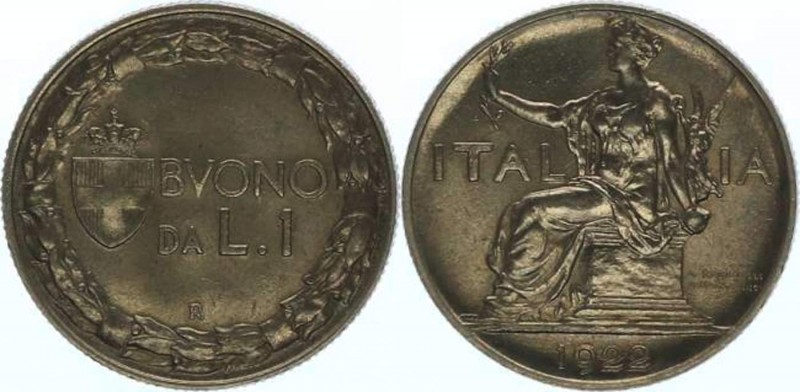 Italien Königreich
Viktor Emanuel III. 1900 - 1946 1 Lire 1922 R Rom. 8,19g. KM...