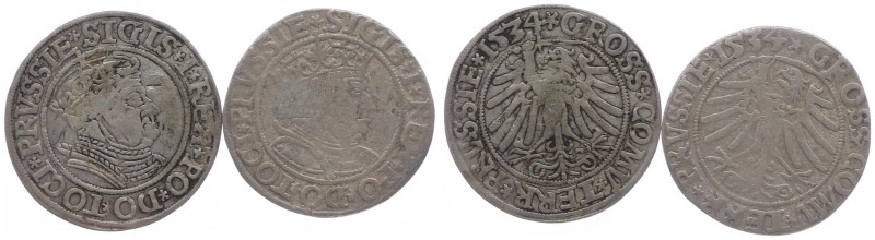 Polen Sigismund I. 1506 - 1548
 Kron-Groschen 1534 2 Stück. Gumowski 530 ss