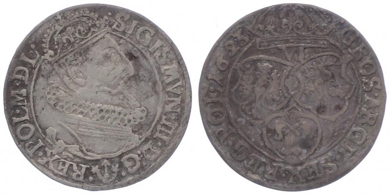 Polen Sigismund III. 1587 - 1632
 Sechsgroschen / VI Groschen 1623 3,69g. Gumow...