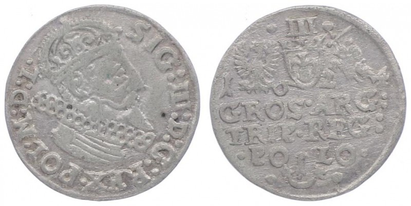 Polen Sigismund III. 1587 - 1632
 Dreigroschen / 3 Groschen 1624 1,58g. Gumowsk...