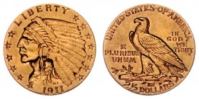 USA
 2,5 Dollar 1911 Philadelphia. 3,85g. KM 128 ss/vz