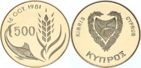 Zypern nach 1945
 500 Mils 1981 Welternährungs Tag. 14,17g. KM 51 PP