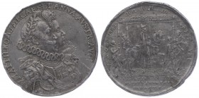 Matthias II. 1612 - 1619
 Blei - Medaille 1613 Einzug des Kaisers in Regensburg. 21,12g. Randfehler. Horsky 1433 ss