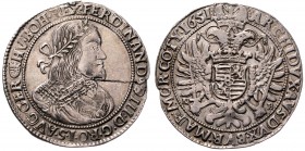 Ferdinand III. 1637 - 1659
 Taler 1651 KB Kremnitz. 28,20g. Sf. im Avers / Riss, Hsp. Her. 478 ss