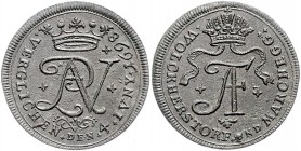 Leopold I. 1657 - 1705
 Cu Hochzeitsjeton 1698 Marchegg. 1,54g vz
