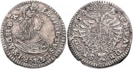 Leopold I. 1657 - 1705
 XV Kreuzer 1659 seltene Var., Kartusche gepunktet. Wien. 5,78g. Her. 909, Höllh. WI 59 .2 .4 ss