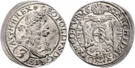 Leopold I. 1657 - 1705
 3 Kreuzer 1670 Wien. 1,99g. Kratzer im Avers. Her. 1317 vz/stgl